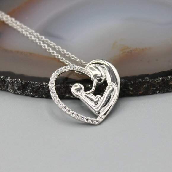 Jewelry - Jewelry necklace mom mother and child heart love forever 925 sterling silver new
